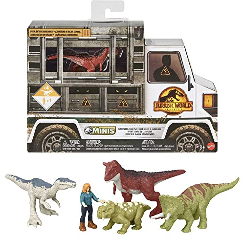 Jurassic World Dominion Mini Action Figure, set 5 giocattoli ispirati al film, personaggi che si reggono in piedi da soli, dettagli autentici, regalo da collezione e giocattolo, bambini 3+ Anni, GWP72
