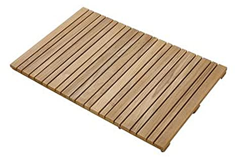 KDDFN Rechteckige Badematte aus Holz,Bambus Badematte,Badematten für Badezimmer,Außendusche and Spa,Mehrzweck-Bambusmatte,mit Anti-Rutsch-Gummi (50x70cm/20x28in)