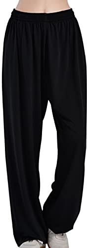 Tai Chi Abbigliamento donne primavera e autunno Tai Chi pantaloni abbigliamento pantaloni uomo esercizio pantaloni arti marziali yoga bloomers,Black-Small