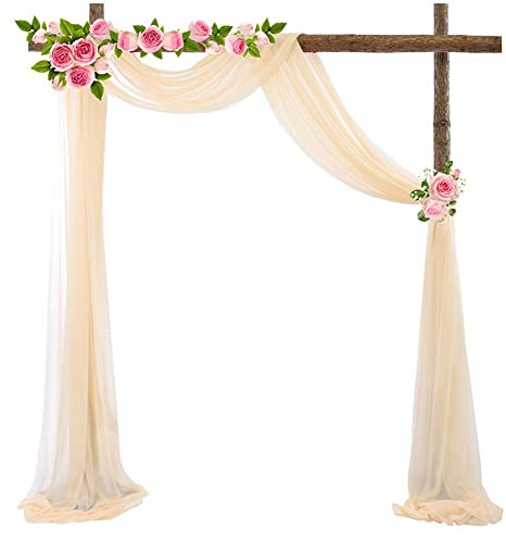 70 * 550 cm Hochzeitsbogen Gardinen Dekoration Hochzeitsbogen Vorhänge Querbehang Tüll Foto Hintergrund Hochzeit Chiffon Stoff Draperie Brautparty Geburtstag Fotografie Hintergrund