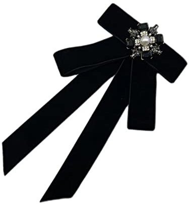 LUMoony 1Pcs Schleifenbrosche Strass Broschen Samt Krawatte Brosche Frauen Vintage Broschennadeln Damen Bekleidungs Zubehör für Frauen Party Graduation Fliege Revers Pin Anzug Weste Krawatte
