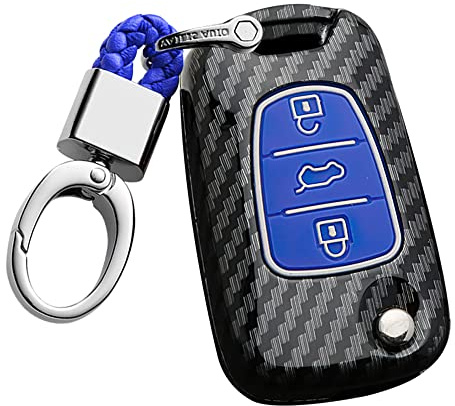 ontto Autoschlüssel Hülle Passt für Kia K2 K5 Rio 3 Picanto Ceed Cerato Sportage für Hyundai I20 I30 IX35 I35 ABS Schutzhülle Schlüsselhülle Schlüsselanhänger Schlüsseletui Zubehör 3 Taste-Blau