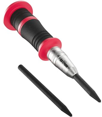 LABEAR- 6-Inch Automatic Center Hole Punch with Adjustable One-Handed Spring Impact, Chrome-Plated Shank, and Premium S2 Steel Tip