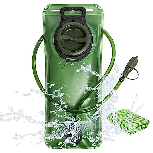 J.CARP Hydrationsblåsa 2 liter läckagesäker vattenbehållare, vattenpåse vätskeförpackning ersättning för cykling, vandring, camping, jakt, löpning grön