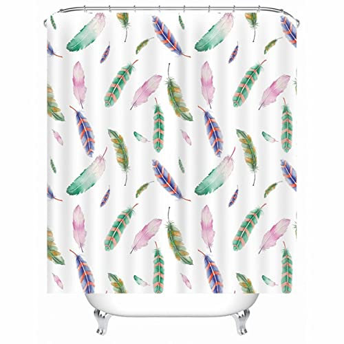 Whoiy Duschvorhang Weiß Hotel, Duschrollo Um Die Ecke 120X180cm Polyester Duschvorhänge Feder für Hotel