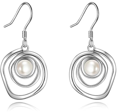 POPLYKE Süßwasser Perle Dangle Ohrringe für Damen Sterling Silber Leverback Ohrringe für Damen Perle Schmuck Geschenke für sie
