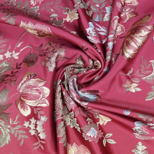 Tessuto al metro Lampasso San Leucio larghezza 280 cm per arredo casa, tende divani tappezzeria e progetti creativi di pregio, stoffa elegante per progetti sartoriali e fai da te (02-Bordò)