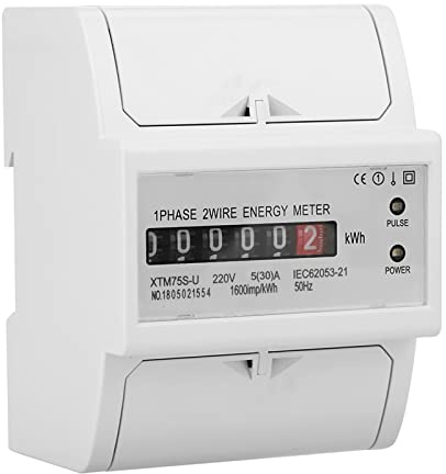 Compteur électrique Numérique 220V, pour Mesure D'énergie sur Rail Din monophasé à 2 Fils 4P, Compteur électrique monophasé (5(30) A)