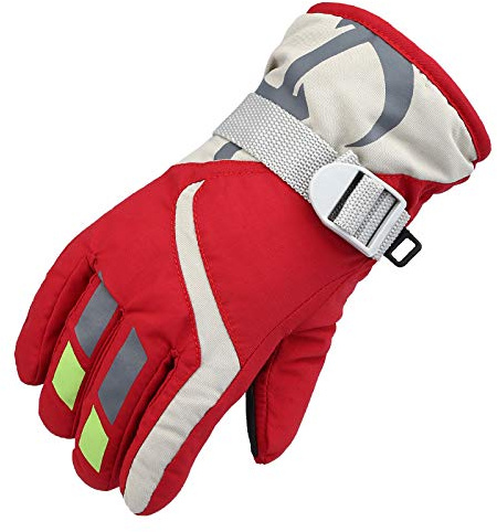 DUHGBNE Snow Winter Ski Sports Gloves Outdoor Windproof Gloves Skiing Fabric Gloves Men (Red, One Size)