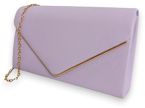 UShopUK Bolso de mano liso de piel sintética para novia, graduación, boda, noche, fiesta, bolso de hombro (lila)