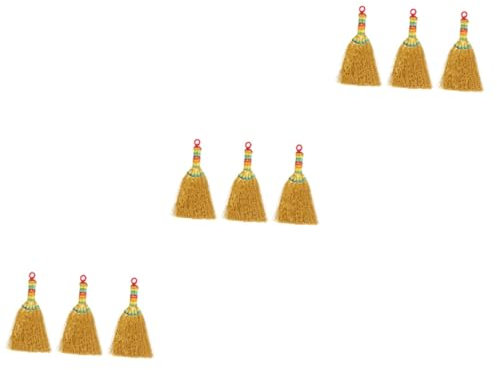 TOPBATHY 9 STK Besen Anhänger Bett Besenverzierung Schlüsselanhänger Golddekor Sorghum-Setzlinge Anhänger bastelmaterialien selber Machen fein schmücken Schlüsselbund Ornament Baby Zubehör