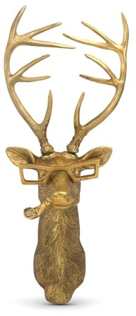 Juedawyal Deer Head Resin Wall Art Decor, Bronzed Animal Head Wall Hanging Ornaments, Living Room Decor