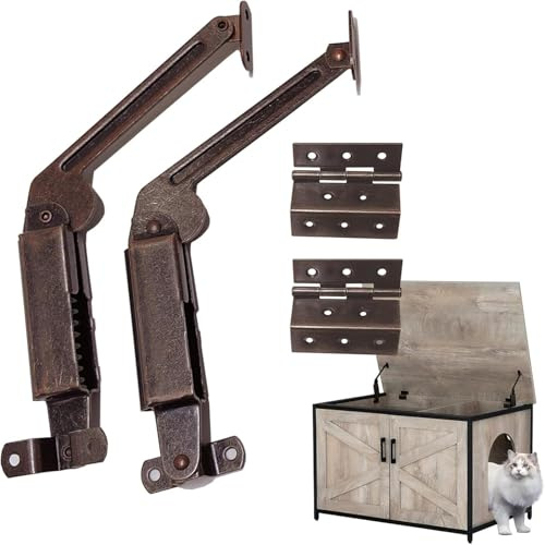 Antique Bronze Lid Support Hinges & Two Folding Hardware Hinge, Set of 4