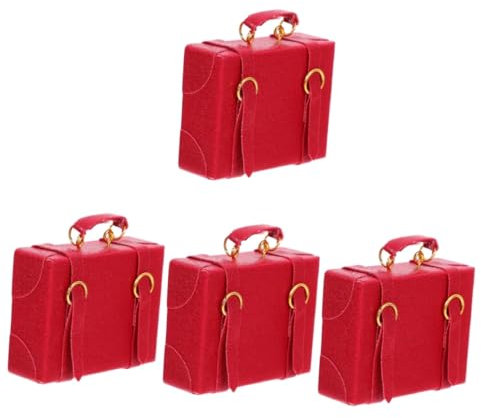 Toyvian 4stücke Dollhouse Miniatur Koffer Modell Rotes Reiseetui Für Puppenhaus Dekoration Lifelike Mini Haus Zubehör Für Spielzeug Und Mini Szene Gestaltung