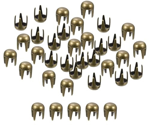 QUARKZMAN 160Pcs Remaches Redondos de Bronce, Tachuelas de Espiga de Latón de 3mm, Puntos de Estilo Punk Rock, Abalorios de Garra para Ropa, Cinturón, Bolso, Pulsera