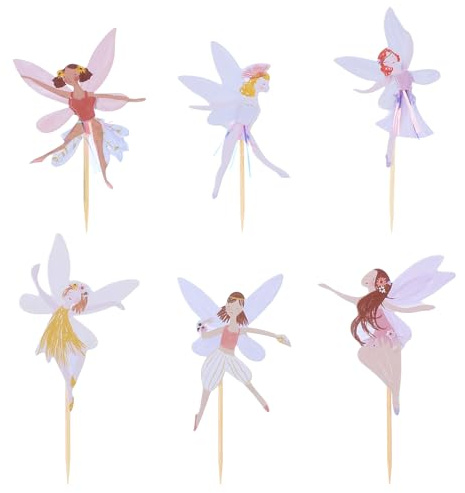 24 PCS Fairy Cupcake Topper Glitter Garden Cupcake Pick Fairy Cake Topper | Colorful Wing Angel, Flower Theme, Party Decoration, Ballet Dancer, Cake Decoration, for Shower Birthday Wedding