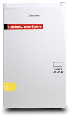 Corberó - Frigorífico 1 Puerta | CF1PM8024 | 44,5x47,5x84,5 | Capacidad 80L | Congelador 12L | Crisper | Descongelación Manual | 4 Estrellas | Estantes de Cristal | 41 Db | Inox