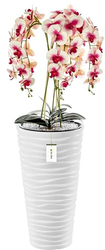 botle Künstliche Orchidee Kaskaden Blumenstrauß Creme und Rosa im Topf Weiß H 115 cm Heimbüro Dekoration, Kunstpflanze Orchidee, Kunstblume, Künstliche Orchidee im Topf