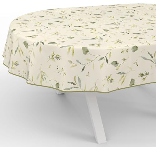Wachstuchtischdecke Wachstischdecke Wachstuch Tischdecke abwaschbar Gartentischdecke Wasserabweisend Oval 180x140cm mit Saum (Eingefasst) Canada Floral