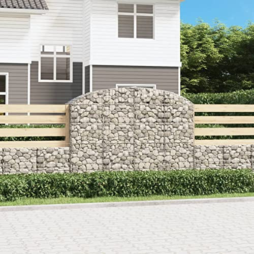 Buzaza Gabione mit Hochbogen 200x50x140/160 cm Verzinktes Eisen Gabionengitter Gabionen SäUle GabionenköRbe Gabionen Zaun