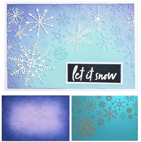 Christmas 3D Embossing Folder for Card Making Texture Fades Xmas Snowflakes Plastic Embossing Folder Template for DIY Scrapbooking Paper Crafting Handmade Crafts Arts Supplies Xmas Christmas Decor