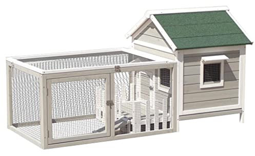 Kaninchenstall, großer Hühnerstall aus Holz für draußen, wetterfester Hundekäfig, Hundehütte, Katzen-/Kaninchenhaus für drinnen, Geschenk mit wasserdichtem Dach und ausziehbarer Ablage (157 x 74 x 8