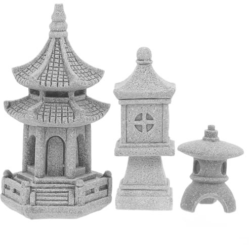 Toddmomy Accesorios de Jardín de Hadas: Conjunto de 3 Piezas - Torre Wenchang, Pequeño Pabellón de Piedra y Árbol Bonsái para Embellecer Tus Jarrones de Jardín.