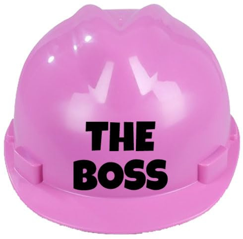 Children's Hard Hat The Boss Kids, Toddler Safety Construction Helmet With Chin Strap One Size Easy Ratchet Handle Adjustment 1-12 Years Approx (Pink)