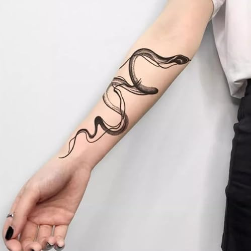 Temporary Tattoos Stickers Fake Tattoos Sexy Thigh Waist Arm Herbal Juice Semi-Permanent Lasting 2 Weeks Snake Large Area Waterproof Female Male