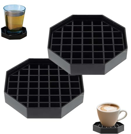JLEivvi 2 Pcs Coffee Tray Universal Plastic Tea Drip Tray with Honeycomb Grid for Home Office Bar, Black(4 Inch)