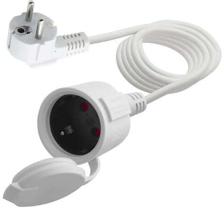 LANMINGLEL Schuko Cavo di prolunga Corto, Bianco Cavo di prolunga Schuko AC, Prolunga per presa di corrente, 3x1,5 mm² 16A 250V IP44 Per casa, ufficio, esterno (Bianco-90 gradi, 3M)