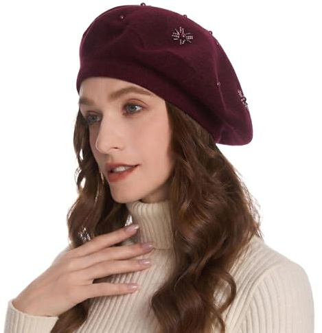 ZLYC Damen Winter Baskenmütze Französische Barett Doppelschicht Warm Beret