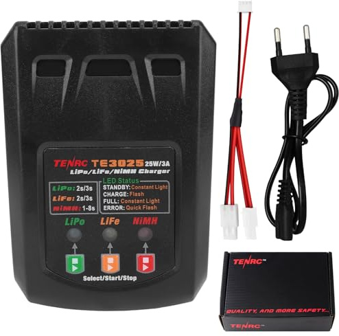 Tosiicop Lipo NiMH Akku Ladegerät - 25W 3A Lipo Battery Balancer Charger für 2S 3S Lipo/Life NiMH (1-8S) Akku Kompatibel mit Tamiya Stecker für RC Auto Boat Airplane Monstertruck Quadcopter Airsoft