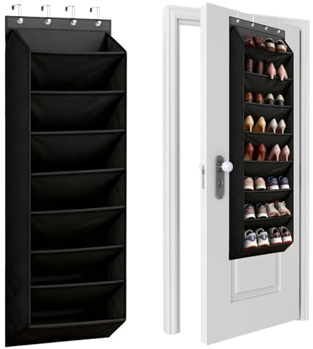 Calenxy Schuhregal Hängend Tür Organizer mit 8 Großen Tiefen Taschen, Schuhregal Tür Schuh Organizer Hängend Passt 20-Paar Schuh, SchuhaufbewahrungTür mit 4 Metallhaken