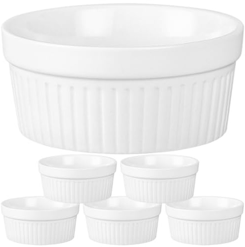 Coupe à Pudding en Céramique, Lot de 6, pour Pâtisserie Domestique | Surface Lisse, Cuisson Homogène, Facile à Nettoyer, Blanc, Usage Maison, Accessoire la Cuisine, Format Pratique