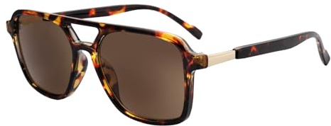 OKH Occhiali da Sole Polarizzati Protezione UV400 per Uomo e Donna – Montatura Quadrata Classica, Tendenze (Tartaruga/Marrone)