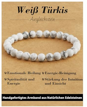 Landorilo Heilstein Armband für Damen Herren 6mm, 31 Natursteinarten | Echte Naturstein Perlen, Perlenarmband für Chakren, Personalisierte Geschenke für Sie & Energiekarten,Inklusive Ersatzperlen