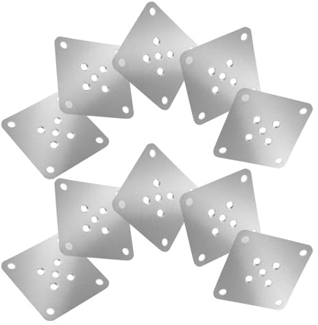 Mikinona Placas de Fijación para Patas de Sofá 7X7 CM Metal 20 MM 5 Orificios Interiores 10 Piezas Soporte Reforzado para Muebles Herrajes de Conexión para Reparación y Protección de
