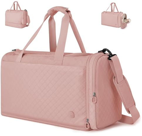 aji Reisetasche Damen Herren mit Abnehmbarer Kosmetiktasche, Separatem Schuhfach, Laptop-Fach und Feuchtigkeitsgetrenntem Fach, Weekender Leicht, Handgepäck Tasche für Reise Fitness Sport, Rosa