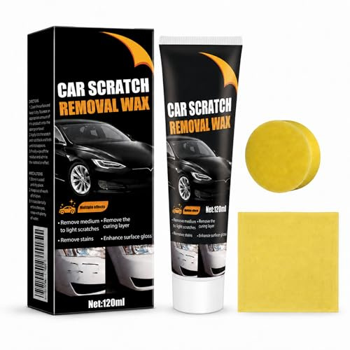 Car Scratch Remover 120ml, Scratch Removal Wax & Polishing Paste Kit for Cars, Car Paint Repair Cream with Sponge and Towel for Light Scratches, Swirl Marks & Surface Gloss