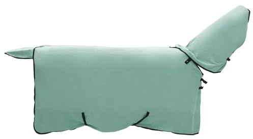 Hästfilt specialgrön 85 cm polyester för stall, pilar och utomhus, andas, vindtät, vattentät, rivtålig, med justerbar rem för föl, pony, varmblod och helblod