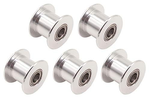 WINSINN GT2 Umlenkrolle 20 zahnlose 5mm Bohrung 10mm Breite Timing Pulley Rad Aluminium für 3D Drucker (5er Pack)