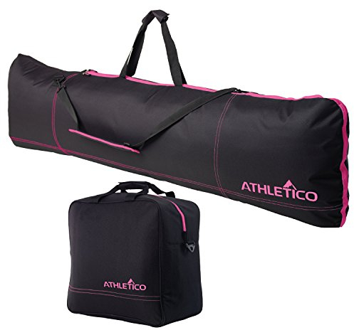 Athletico gepolsterte Snowboardtasche & Bootstasche Combo - Transportieren Sie Snowboard bis 165 cm und Stiefel bis Größe 47 (schwarz mit rosa Verzierung)