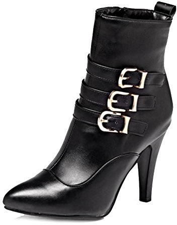 Onewus Botas de mujer con tacón de aguja, Negro , 36 EU