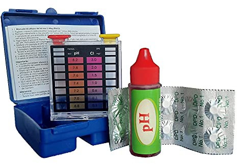 Opengardenweb Kit Tester Easy Life Test Analisi Acqua Piscina, Spa, Acque Termali|1 x Test Professionale Cloro Libero,Bromo e PH| per Analisi e Test Acqua Piscina Accurato e Approfondito