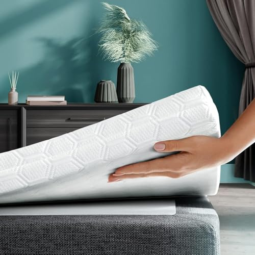 WENDRE Kaltschaum Matratzentopper 100x200cm – Fester Topper für Matratzen & Betten – 7cm Stützend & Atmungsaktiv – Matratzenauflage mit Waschbarem Bezug – Matratzen Topper mit Anti-Rutsch-Unterseite