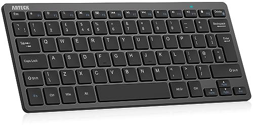 Arteck Ultra-Slim Bluetooth Keyboard Compatible with iPad 10.2-inch/Air/ 9.7-inch/Pro/Mini, iPhone and Other Bluetooth Enabled Devices Including iOS, Android, Windows, Black