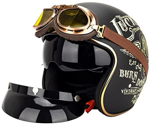 Hommes Femmes Open Face 3/4 Casque Personnalisé Vintage Rétro Moto Demi Casque Cascos De Motociclistas Casques avec Masque
