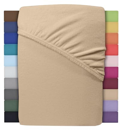 Winter Spannbettlaken | Farbenfrohes Thermo Fleece | Spannbetttuch, Bettlaken in vielen Größen und Farben (90 x 190 cm - 100 x 200 cm, Sand/Cappuccino)