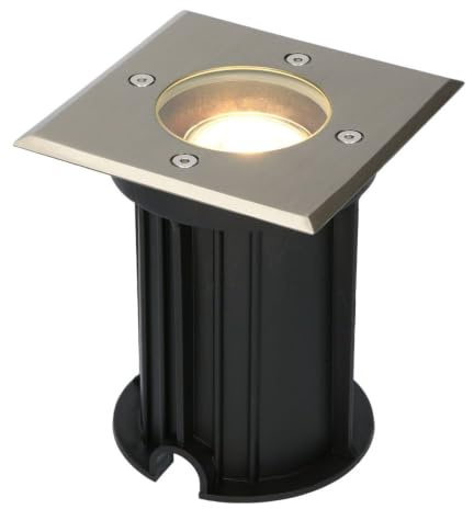 HOFTRONIC - Ramsay Terrassen Einbaustrahler GU10 Edelstahl Eckig 4 Watt 345 lumen Boden Licht 2700K Extra Warmweiß LED Einbauleuchte IP67 Wasserdicht - Dimmbarer Bodeneinbauleuchte außen